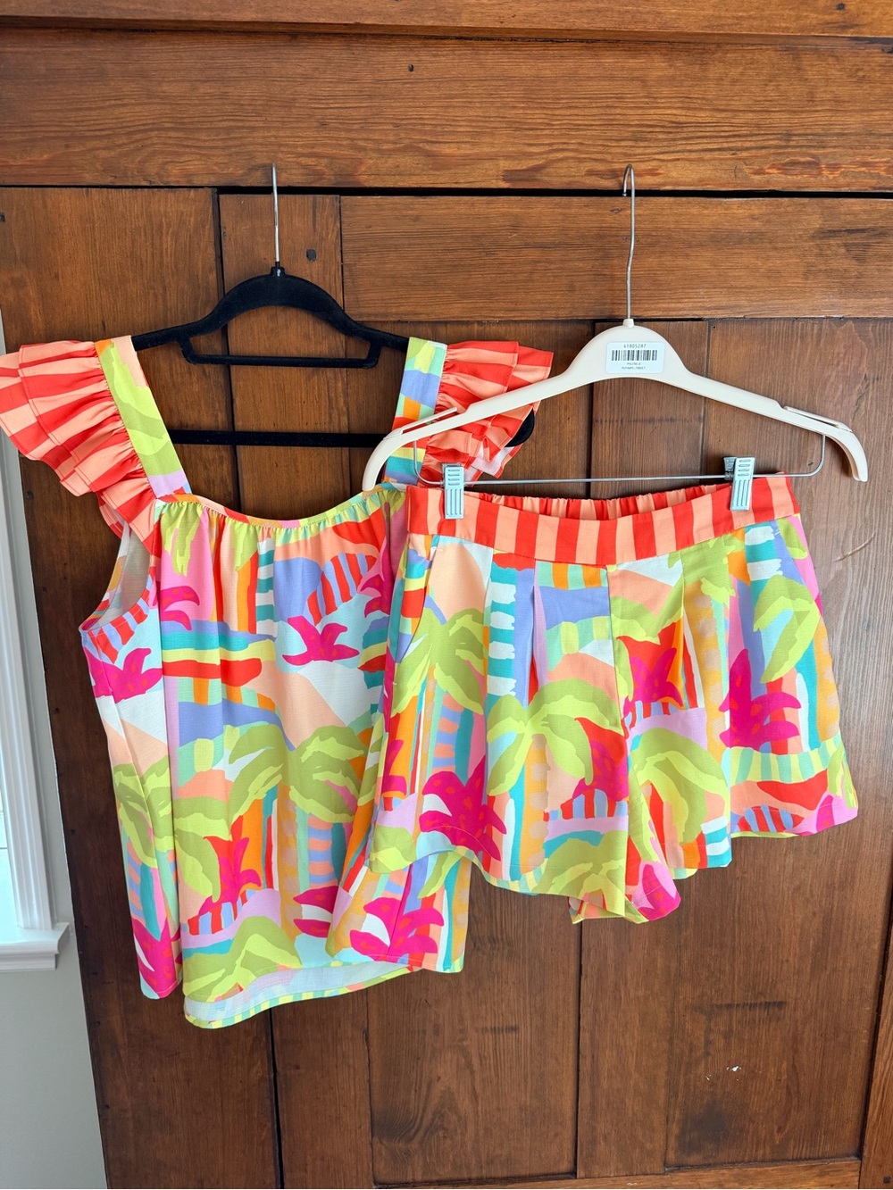 CROSBY by Mollie Burch Neon Tropical Ruffle Strap Set - Pink, Lime, Aqua